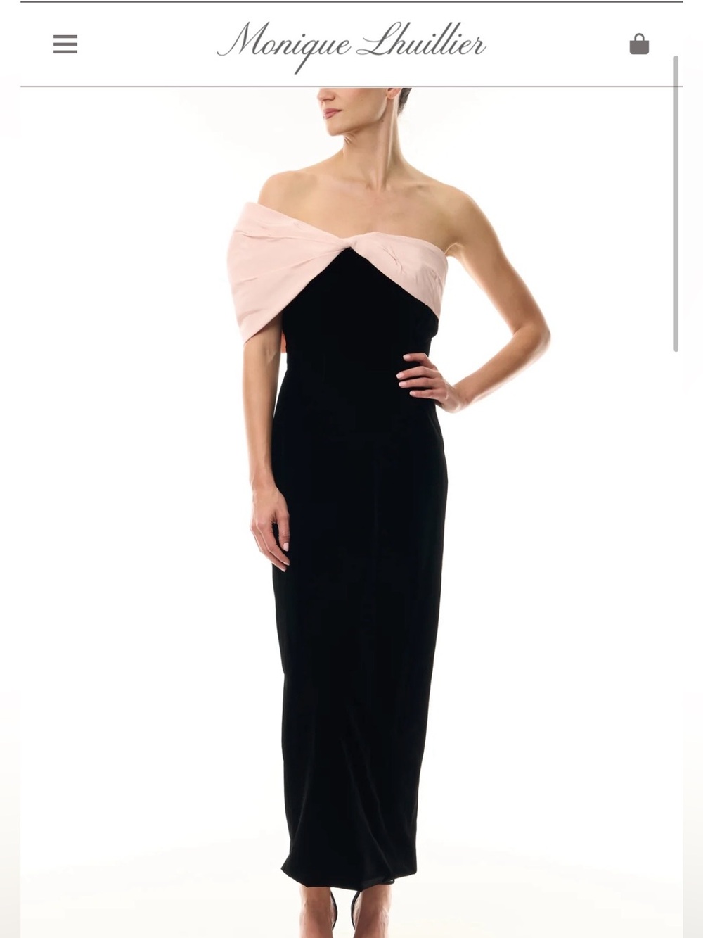 Monique Lhoullier Collections Velvet Off-The-Shoulder Sheath